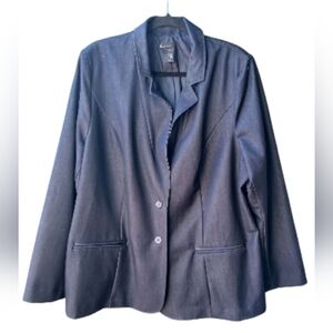 Lane Bryant Women's Classic Navy Blue Long Sleeve Button Up Blazer-Size 24 EUC